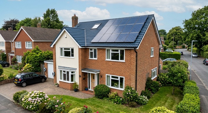 Solar panels on a house in the UK 2